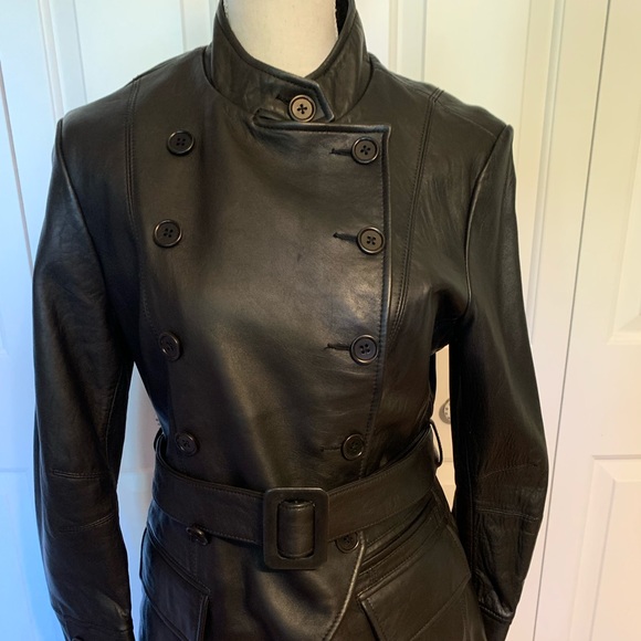 J. Peterman Jackets & Blazers - J. Peterman Black Leather Moto-Jacket US 10 Excellent Condition